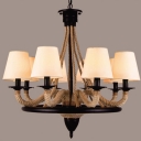Industrial 8 Light Chandelier with Rope Fixture Arm in Vintage Style