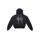 Leisure Letter Embroidered Drawstring Hood Dropped Shoulder Hoodie