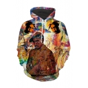 Stylish Hip-Hop Rapper Graffiti Printed Long Sleeves Pullover Hoodie with Pocket