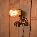 Industrial 5.12''W Pipe Wall Lamp in Bare Bulb Style, Bronze