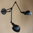 Industrial 2 Light Multi Light Wall Sconce with 5.9''W Metal Shade and Adjustable Fixture Arm
