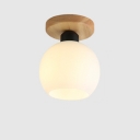 Industrial 6''W Flushmount Ceiling Light with Globe Glass Shade in White