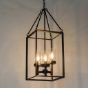 Industrial 3 Light Chandelier with Clear Glass Shade in Black Finish