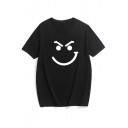 Funny Face Print Short Sleeve Round Neck Casual Tee