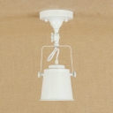 Industrial Semi-Flush Ceiling Light Soptlight with Metal Shade in White