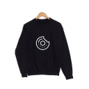 Funny Circle Print Long Sleeve Round Neck Pullover Sweatshirt for Couple