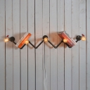 Industrial 46''W Multi Light Wall Sconce with Red Valve in Open Bulb Style, 5 Light