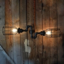 Industrial 27.5''W Multi Light Wall Sconce with 2 Light and Metal Cage in Pipe Style