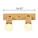 Industrial 14.6''W Multi Light Wall Sconce in Wood Finish, 2 Light