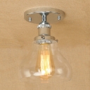 Industrial 7''W Flushmount Ceiling Light with Clear Glass Shade in Vintage Style