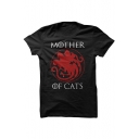 Cool Cat Letter Printed Round Neck Short Sleeves Casual Tee