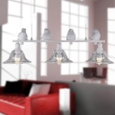 Industrial 30''W Multi Light Pendant with Bell Glass Shade in Nordical Style, 3 Light, White