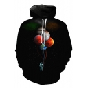 Popular Balloon Astronaut Galaxy Printed Long Sleeves Pullover Hoodie with Pocket