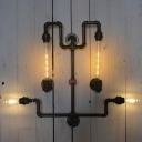 Industrial 26''W Multi Light Wall Sconce with Pipe Fixture Arm in Open Bulb Style, 4 Light