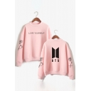 Chic Letter Print Long Sleeve Dropped Shoulder Pullover Sweatshirt for Couple