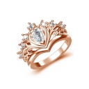 Unique Crown Shaped Diamond Jewel Studded Slim Shank Ring