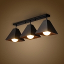 Industrial 3 Light Flushmount Ceiling Light with Metal Shade in Black Finish