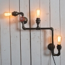 Industrial 26.8''W Multi Light Wall Sconce with Pipe Fixture Arm and Red Valve, 3 Light