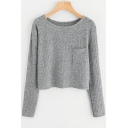 Fashionable Boat Neck Long Sleeves Autumn Cropped Sweater