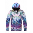 Stylish Cartoon Pattern Long Sleeves Pullover Hoodie with Pocket