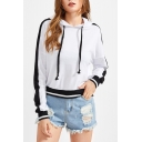 Women's Fashion Striped Pattern Long Sleeves Pullover Leisure Hoodie