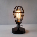 Industrial Vintage 6.7''W Mini Desk Lamp with Metal Cage in Black