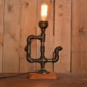 Industrial 16.5''H Table Lamp with Pipe Fixture Arm in Vintage Style