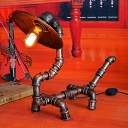Industrial Vintage 21''W Table Lamp with Pipe Lamp Base and Metal Shade in Rust