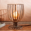 Industrial Vintage 7''W Table Lamp with Metal Cage in Black/Rust Finish