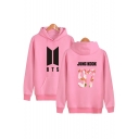 Retro Fashion Letter Number Print Long Sleeves Pullover Hoodie with Pocket