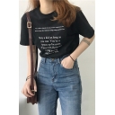 Summer Fashion Letter Print Round Neck Short Sleeves Casual Tee