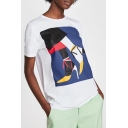 Abstract Shoes Pattern Round Neck Short Sleeves Casual Tee