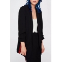 Trendy Striped Side Open Front Lapel Pocket Detail Ruched Sleeve Blazer