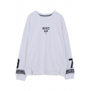 New Stylish Simple Letter Printed Round Neck Long Sleeve Pullover Sweatshirt