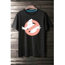 Chic Ghost Cartoon Print Round Neck Short Sleeves Casual Tee