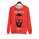 Fashion Character Letter Printed Round Neck Long Sleeve Pullover Sweatshirt