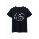 Lovely Cartoon Letter Print Round Neck Short Sleeves Casual Tee