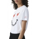 Stylish Sweetheart Letter Print Round Neck Short Sleeves Casual Tee