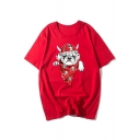 Adorable Dog Pirate Print Round Neck Short Sleeves Summer T-shirt
