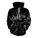 Cool Panther Printed Long Sleeve Oversize Hoodie with Pocket