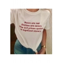 ROSE ARE RED Letter Printed Round Neck Short Sleeve Chic Summer Tee