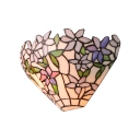 Purple Flower and Leaves Tiffany Wall Sconce with Handmade Stained Glass