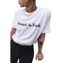 Chic Popular Letter Printed Round Neck Short Sleeve Summer Tee