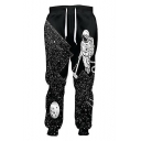 Chic Astronaut Print Drawstring Waist Pullover Sports Casual Pants