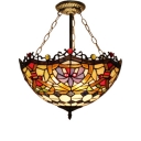 Three Light Tiffany Semi-Flush Mount Ceiling Fixture Baroque Design with 16