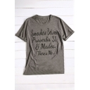 Hot Stylish Letter SOMEWHERE BETWEEN Print Round Neck Short Sleeves Casual Tee