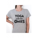 YOGA Letter Printed Round Neck Short Sleeve Tee