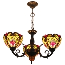 3-Light Tiffany Style Baroque Chandelier with Stained Glass Shade