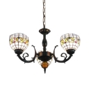 Colorful Glass Shade Tiffany Style Bowl Design 3-Light Chandelier