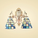 9.4-Inch Wide Double Light Wall Sconce in Tiffany Art Glass Shade